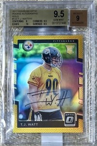 2017 DONRUSS OPTIC GOLD AUTO /10 TJ WATT RC BGS 9.5 POP 2