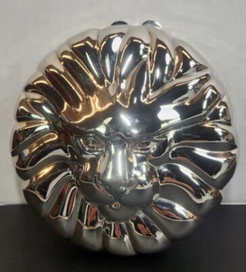 Lion Head Silver Metal Crossbody Clutch Numbered Made in Hong Kong 6.5in Wide - Picture 1 of 10