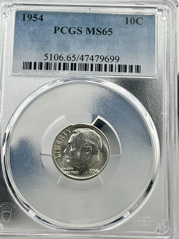 1954 S Roosevelt Dime 10c PCGS MS65 Cover