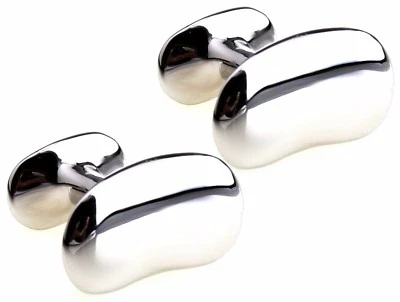 Stupendo Argento Fagiolino Design da Uomo Matrimonio Regalo Gemelli Diretta - Immagine 1 di 4