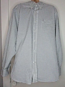 Tommy Hilfiger Shirt Mens Medium 15.5-16 BLACK Plaid Button Up Long Sleeve - Picture 1 of 10