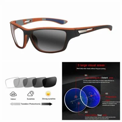 Multifocal Unisex Cycling Sport Transition Photochromic Reading Glass Near Far - image 1 of 4