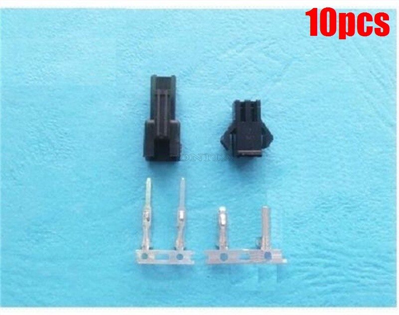 10 Sets Of JST 2-Pin Connector Plugs - Male, Female & Crimp Terminals For Wiring