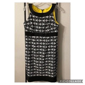 NWT London Times Black/White Geometric Print Dress Size 10 - Picture 1 of 5