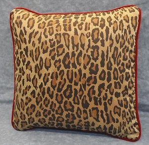 Velvet Corded Pillow made w Ralph Lauren Venetian Leopard Animal Print Fabric - Picture 1 of 2