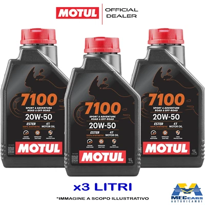 3 L MOTUL 7100 20W50 4T OLIO MOTORE 100% SINTETICO MOTO SCOOTER JASO MA2 API SP