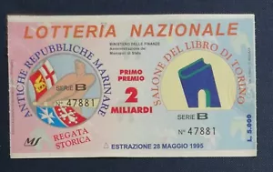 67984 25/tt Biglietto LOTTERIA NAZIONALE Salone libro Torino 1995 - Foto 1 di 1