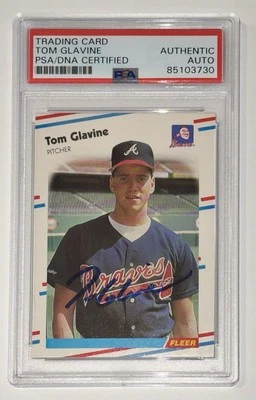 Tom Glavine Autograph Signed 1988 Fleer Rookie Card PSA/DNA 4 - Image 1 of 2