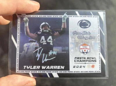 Tarjeta de fútbol americano Tyler Warren Penn State CFP Fiesta Bowl Holo ¡Auto Nittany Lions! Foto 1 de 2