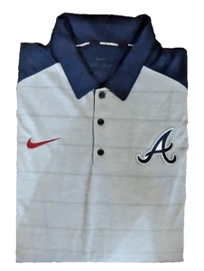 Nike Herren Baseball Dri-Fit Kurzarm Atlanta 3 Knopfleiste Polo Größe L - Bild 1 von 5