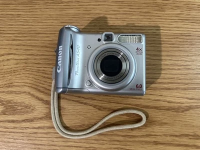 Canon PowerShot A540 6.0MP Digital Camera, Silver — TESTED WORKS awesome condit - Image 1 of 4