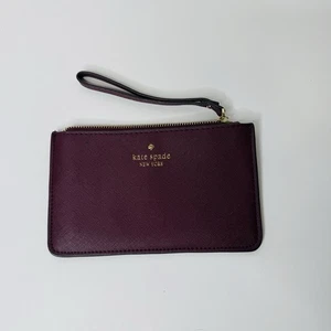 Kate Spade Staci Medium L-Zip Wristlet Wallet in Deep Berry Plum Gold Trim Cow L - Bild 1 von 5