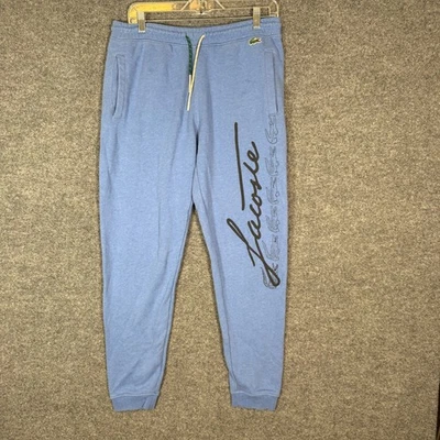 Lacoste Pants Mens Small Blue Sweatpants Joggers Spellout Logo Oversized - Image 1 of 4