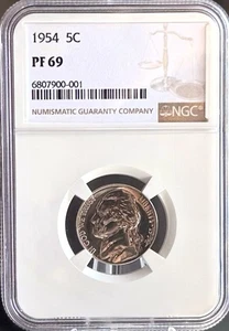1954 Proof PF69 | Jefferson Nickel | Pop 815 | Rare | 001 In Series - Picture 1 of 5