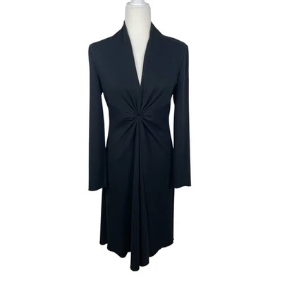 Adrianna Papell Jersey Knit Midi Cocktail Dress Twist Front Black Women’s Size 8 - Image 1 of 4