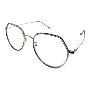 Brille Vintage Retro Damen Geometrisch Silber 52-21-146 Vollrand Demo-Lens - Bild 1 von 5