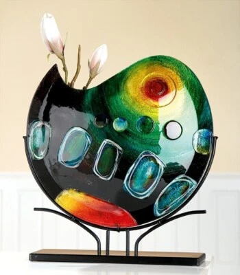 39055 GlasArt Deko Vase Sunrise rund Mehrfarbig Höhe 51cm Breite 47cm Tiefe 10cm - Bild 1 von 2