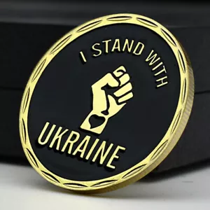 Medalla conmemorativa de la paz moneda desafío chapada en oro I Stand with Ukraine - Imagen 1 de 12