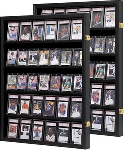 Graded Trading Card Display Case 2 Pcs 35 Sport Baseball Football PSA Slabs Rack - Picture 1 of 19