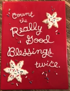 Hallmark Red Ceramic Wall Hanging Trivet Count The Really Good Blessings Twice  - Picture 1 of 5