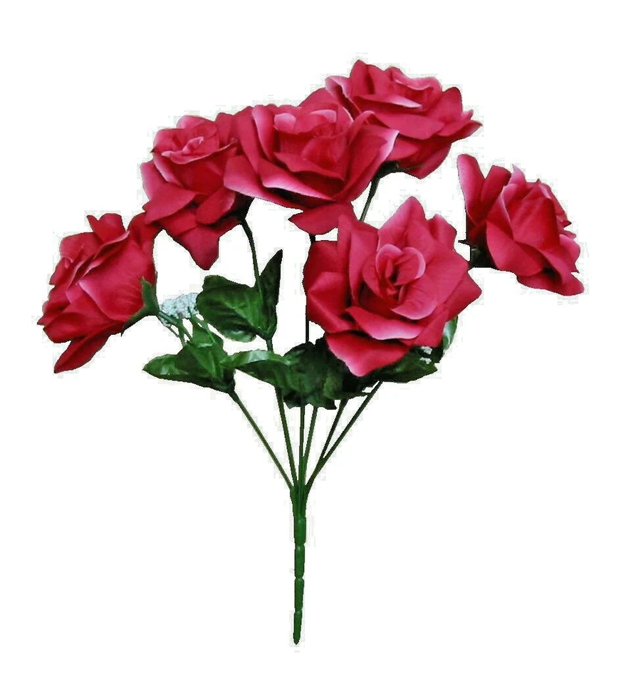 Borgoña Grande 6-4" Rosa 14" Microfibra Arbusto Seda Flor Boda Decoración Artesanal Arte Foto 1 de 1