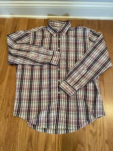 Brooks Brothers RN93986 Men XL Button Down Purple Pink White Striped Plaid Shirt - Picture 1 of 4