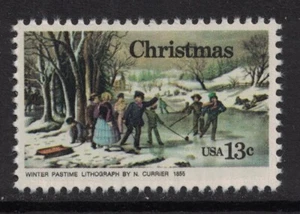 Scott 1703- "Winter Pastime" by Currier and Ives, Christmas- MNH 1976- 13c mint - Picture 1 of 1