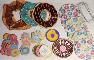 Donut Birthday Party Decoration Lot Assorted Leftovers Banners Lanterns Napkins - Picture 1 of 12