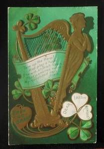 1909 St. Patricks Day Greetings Tune Up the Harp! Flautt Frederick MD Irish PC - Bild 1 von 1