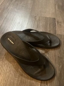 Okabashi Maui Women's Flip Flop Sandals Size L 9.5-10.5 Black Arch Support EUC - Picture 1 of 4