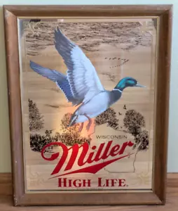 Miller High Life Beer Mirror Sign Mallard Duck Wisconsin Sportsmen's Series 1st - Picture 1 of 6