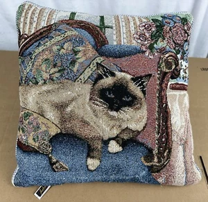 Vintage Katze Nadelspitze Paspel Kissen Rücken 17”x17” - Bild 1 von 12
