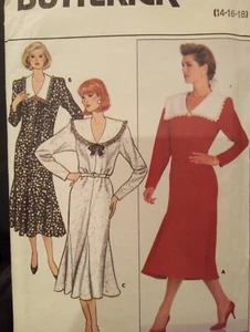 UC Sz 14 16 18 Vintage 80s Dress Sewing Pattern Butterick 4179 Sailor Collar - Picture 1 of 3