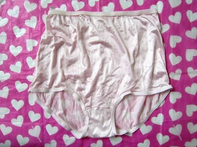 NEW 70s USA Vintage ADONNA JC PENNEY PINK SATIN HI WAIST SILKY BRIEF PANTY 9 2XL - Image 1 of 3
