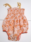Infant Girls Burt's Bees Baby Organic Peach & Orange Crab Bubble Outfit 0-3 Mon