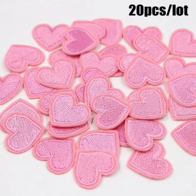 20pcs Love Heart Iron On Patches Sewing On Embroidered Clothes Stickers UK