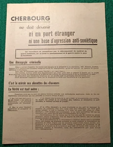 PROPAGANDE COMMUNISTE FRANÇAIS - CHERBOURG - NE DOIT DEVENIR ANTI-SOVIETIQUE - Foto 1 di 4