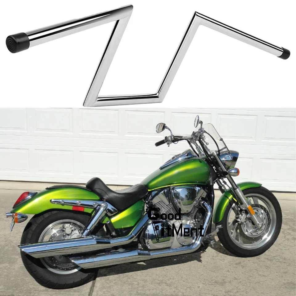 For Honda VTX1300C Bobber Chrome Motorcycle 25mm Handlebars Drag Z-Bar 10" Rise Foto 1 de 4