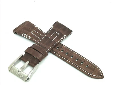 Correa de repuesto para reloj Seiko para hombre correa de cuero marrón 26 mm lengüeta 8"" Foto 1 de 4