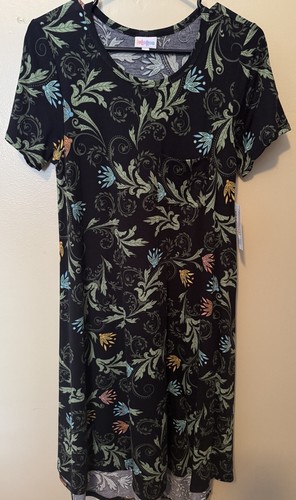 VETEMENTS ABITO CARLY NERO FLOREALE LULAROE NUOVO CON ETICHETTE XS