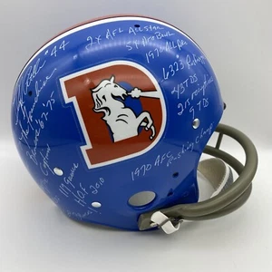 Floyd Little Signed Denver Broncos Career Stats Full Size TK 2 Bar Helmet JSA - Picture 1 of 4