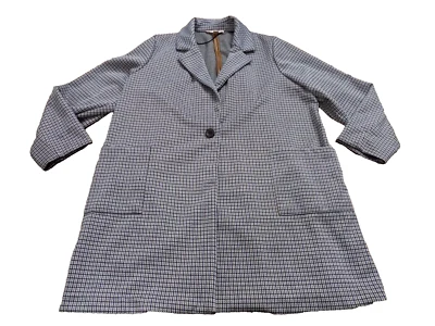 PHILOSOPHY Woman Duster Sweater Cardigan Jacket Houndstooth Blue Tan White 1X - Image 1 of 4