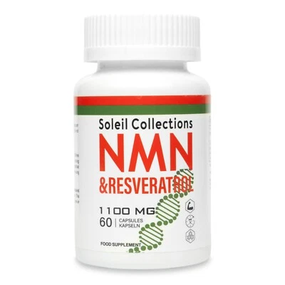 SOLEIL COLLECTIONS NMN + Resveratrol 120 Capsules Anti-aging Antioxidant Supplement Health 1100mg
