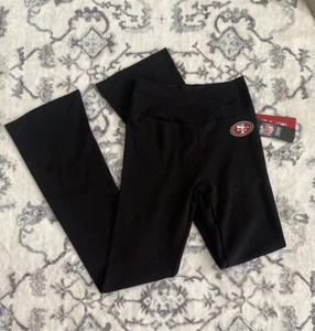 NFL - San Francisco 49ers Black Criss Cross Waist Flared Out Leggings - Picture 1 of 8