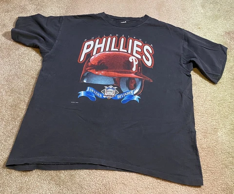 Vintage 1993 Philadelphia Phillies Big Helmet T-Shirt By Salem Adult Size Large Cover