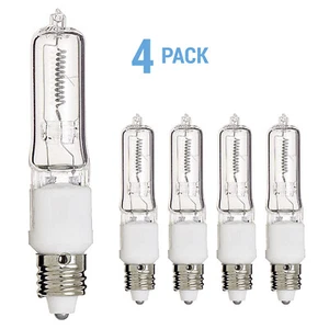 4 Pack Q50CL MC Clear Bulb 50W 120V JD T4 Dimmable Mini Candelabra Screw E11 - Picture 1 of 6
