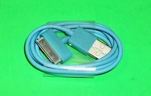 APPLE IPOD IPAD 1 2 IPHONE 3 3G 3GS 4 4S BLEU CONNECTEUR 30 BROCHES VERS CÂBLE USB - Photo 1 sur 1