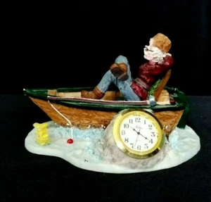 DESK CLOCK "FISHERMEN'S DREAM" FIGURINE w/REMOVABLE NIKKO QUARTZ 1 1/2" CLOCK - Picture 1 of 11