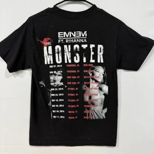 Eminem Rihanna Monster Tour T-Shirt Small Black 2014 Dates Double-Sided Tee - Picture 1 of 4