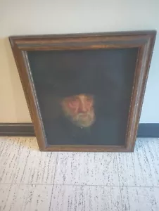 Antigua pintura de retrato Rembrandt enmarcada en madera sin firmar óleo sobre lienzo necesita... - Imagen 1 de 4